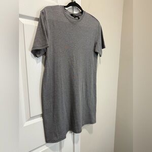 Theory Charcoal white Striped Supima Cotton Shirt dress